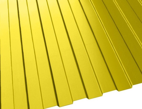 Профнастил стальной стеновой двухсторонний плоский гладкий цинково-желтый МП20 0,45х20х1100х1150 мм ТУ 5285-002-78099614-2008 фото