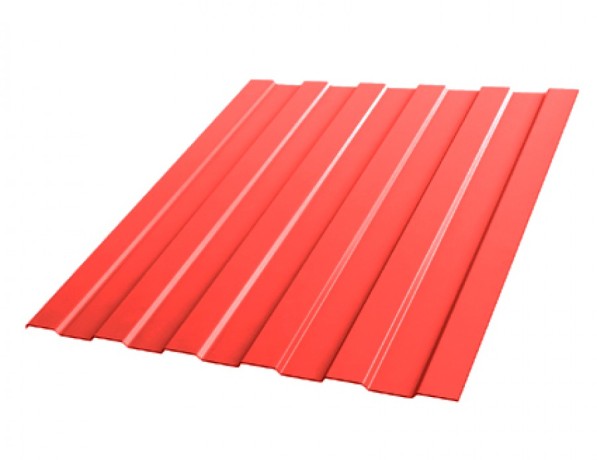 Профнастил стальной арочный односторонний волна с полиэстеровым покрытием гладкий транспортный красный Н112ПГ 1х112х750х807 мм фото