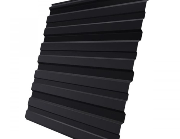 Профнастил стальной стеновой односторонний волна гладкий сигнальный черный С15 0,6х15х800х940 мм ГОСТ 24045-94 фото